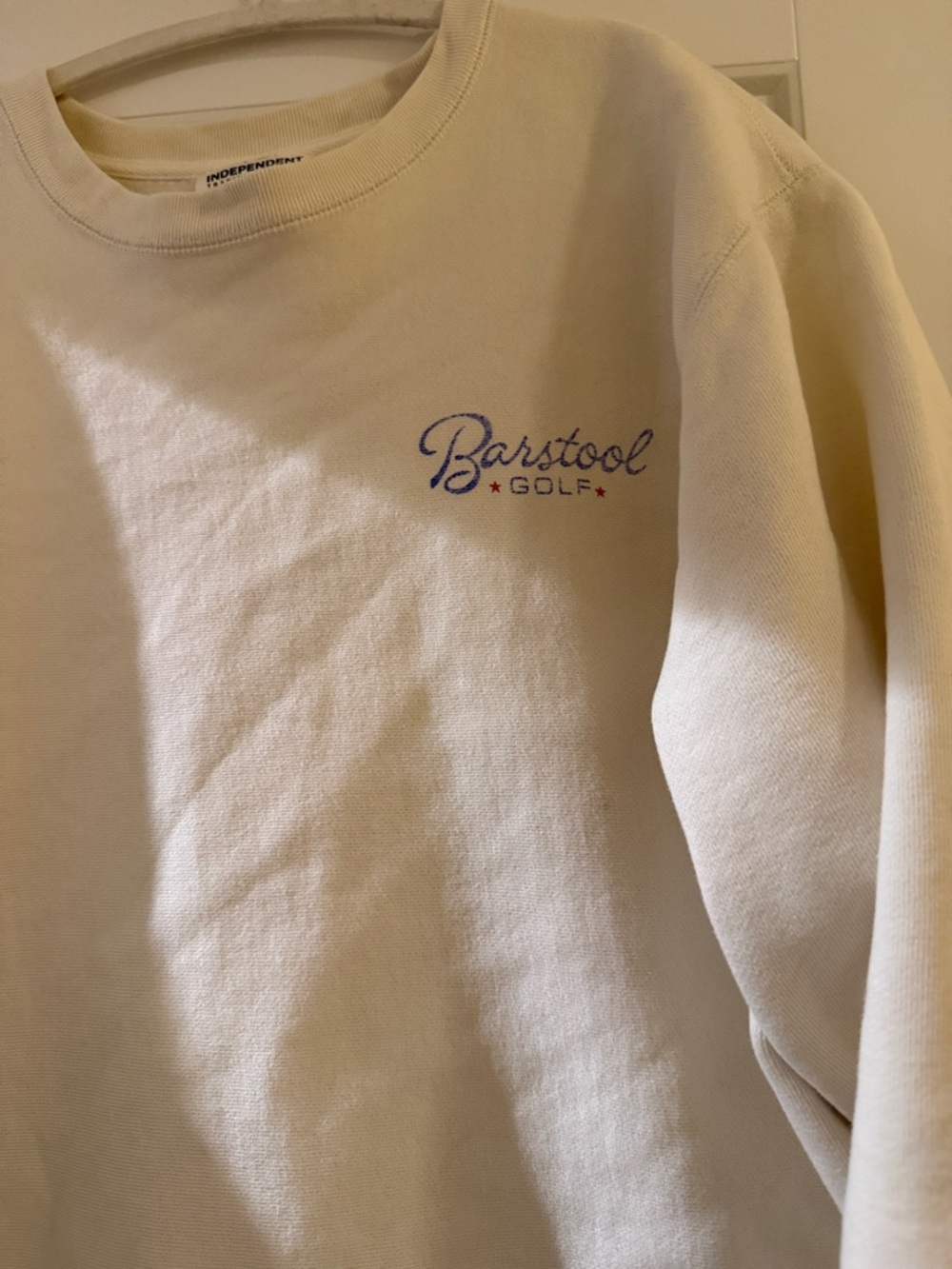 Barstool Golf Men’s Crewneck Sweatshirt in Cream